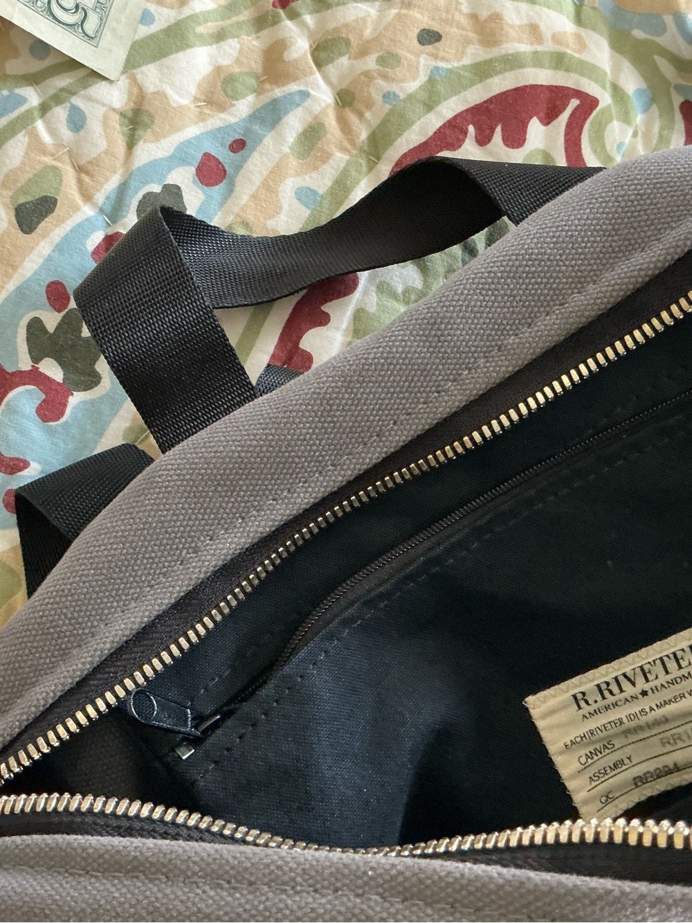 Gray and Black Women's Backpack with Front Flap from R. RIVETER - Picture 5 of 9